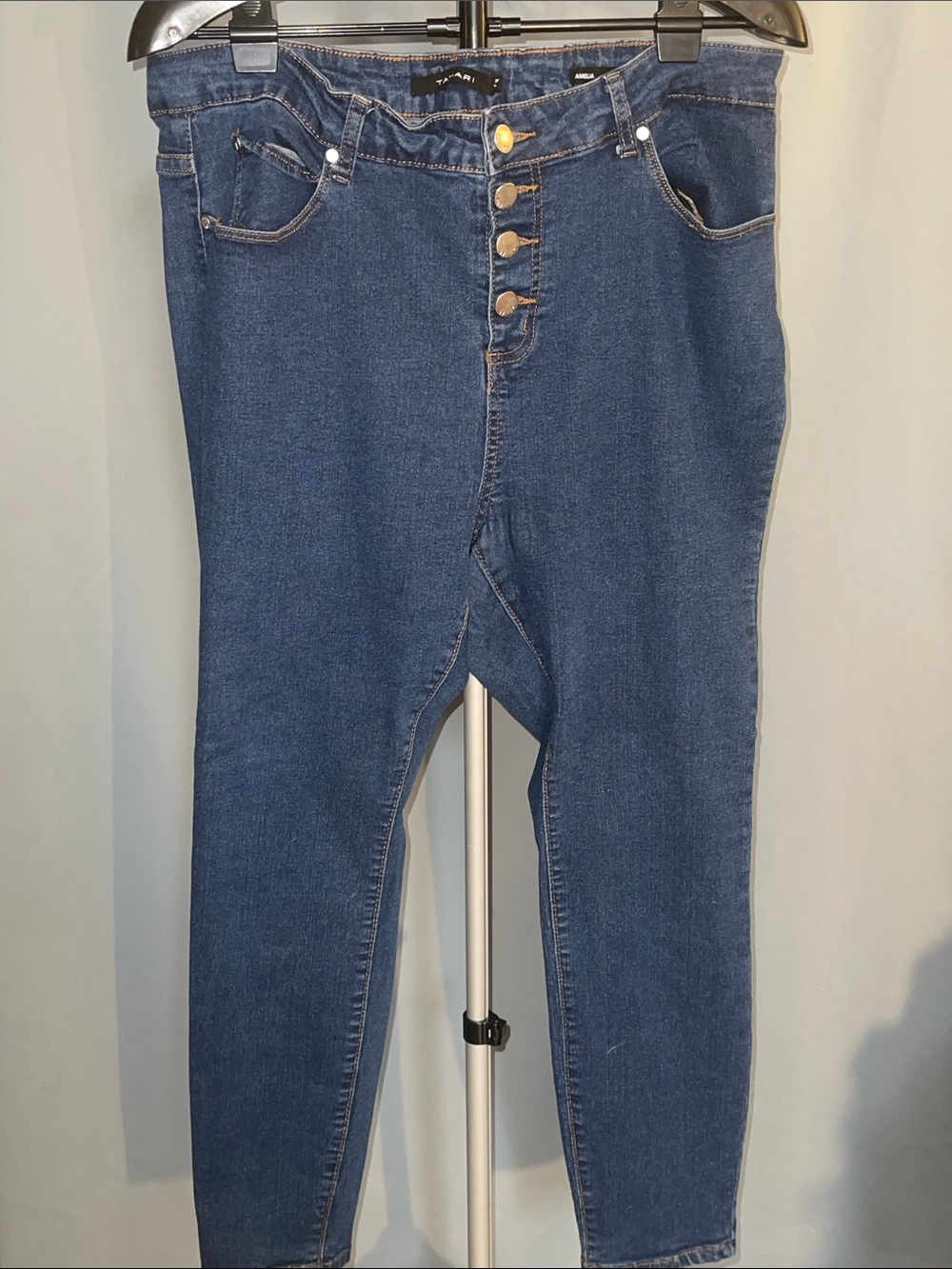 High-Rise Button-Fly Women Jeans - Dark Blue